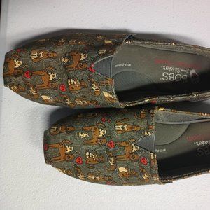 Bob's - Cat Dog Love Loafers Slip on Grey Brown Red